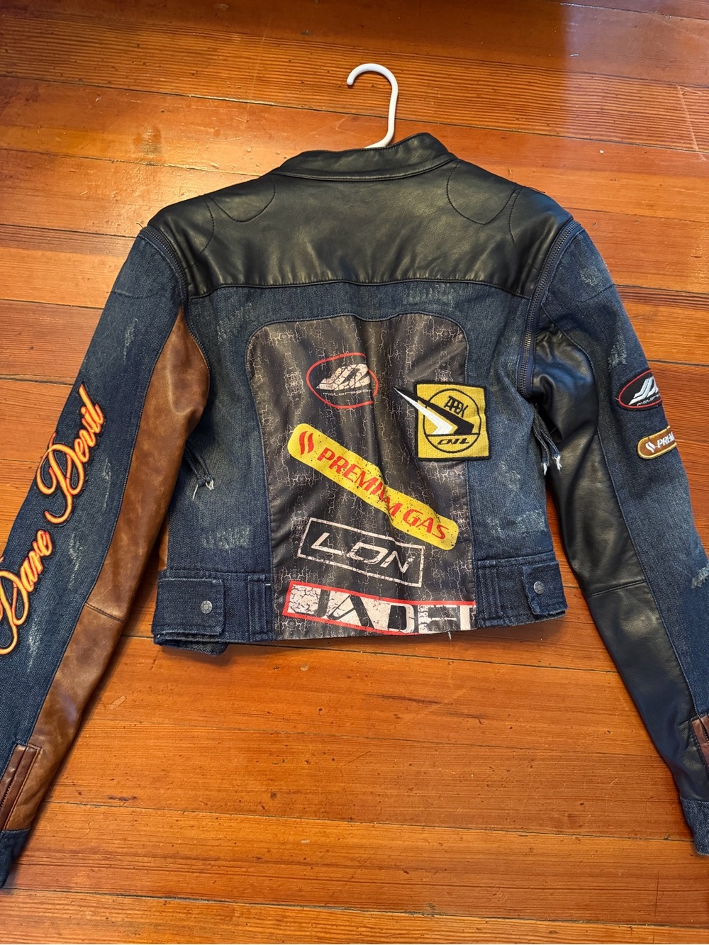 Jaded London Daytona Patchwork Vegan Leather Moto Racer Jacket - Picture 5 of 7